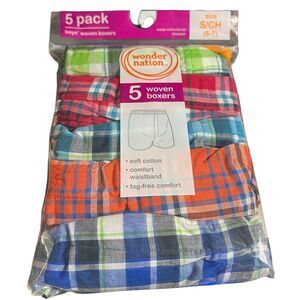 Boys 5 Pack Wonder Nation Woven Boxers Size Small 6-7 Plaid